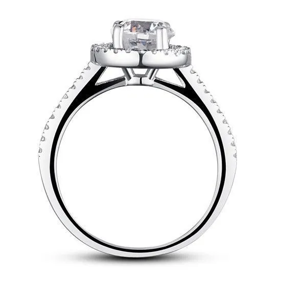 1.25 Carat Round Cut Created Zirconia 925 Sterling Silver Wedding Engagement Ring MJXFR8003