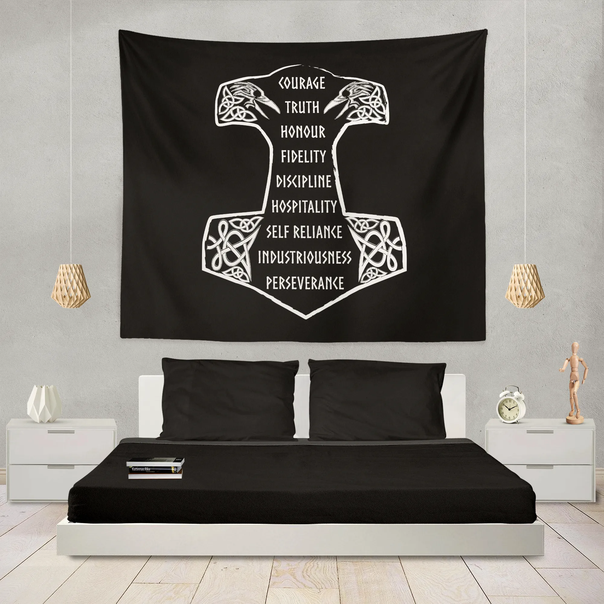 9 Noble Virtues Ásatrú Wall Tapestry