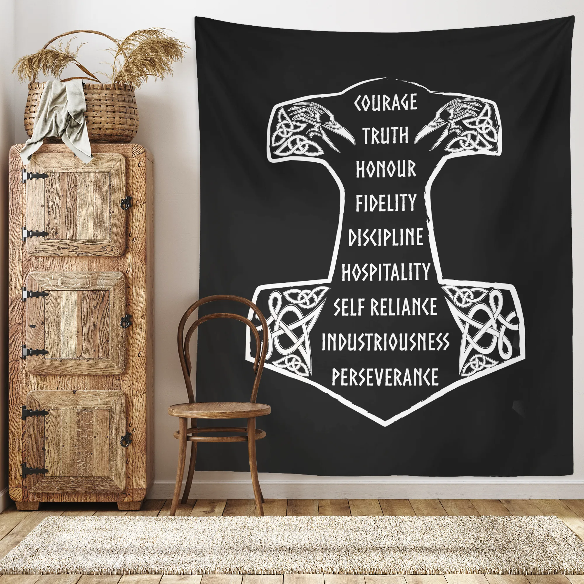 9 Noble Virtues Ásatrú Wall Tapestry