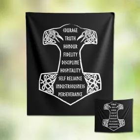 9 Noble Virtues Ásatrú Wall Tapestry