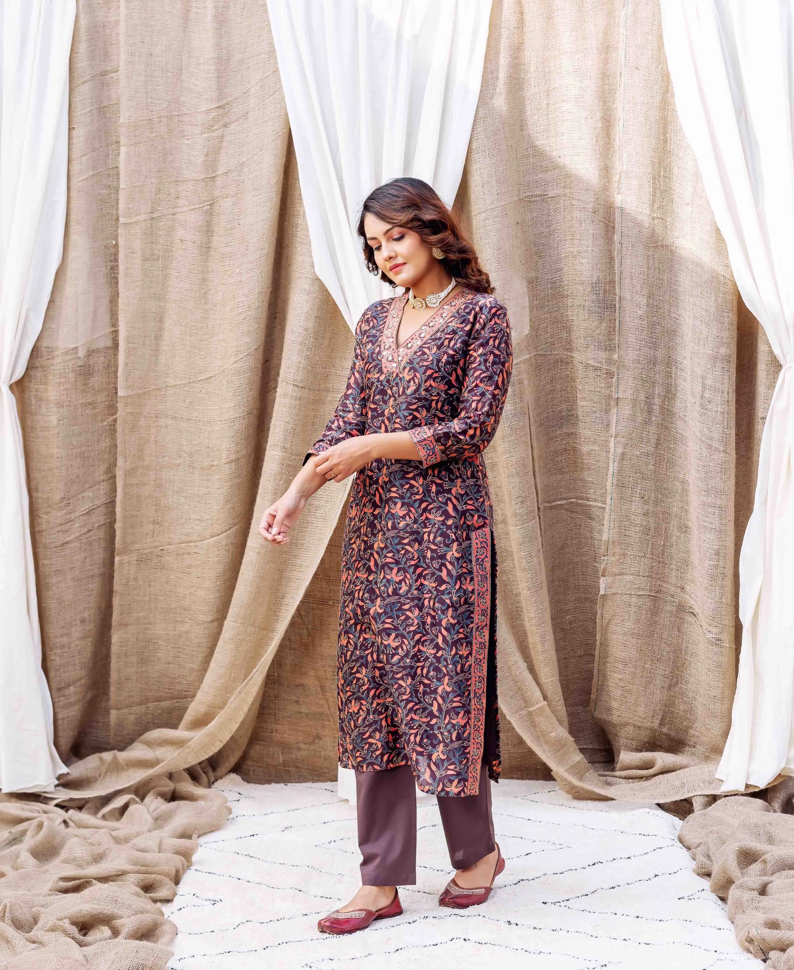 Adwita Silk Chanderi Kurta