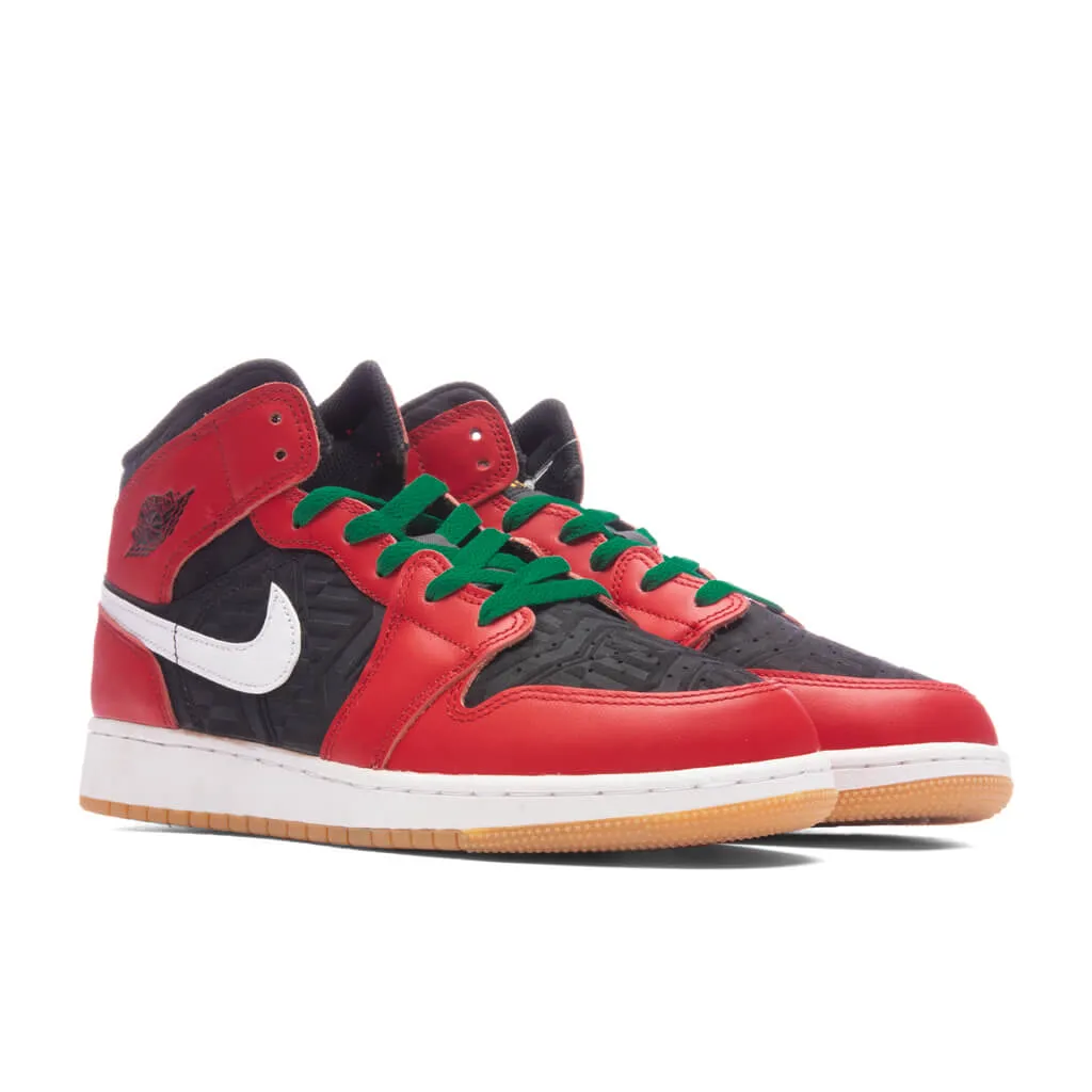 Air Jordan 1 Mid (GS) - Black/Fire Red/White/Malachite