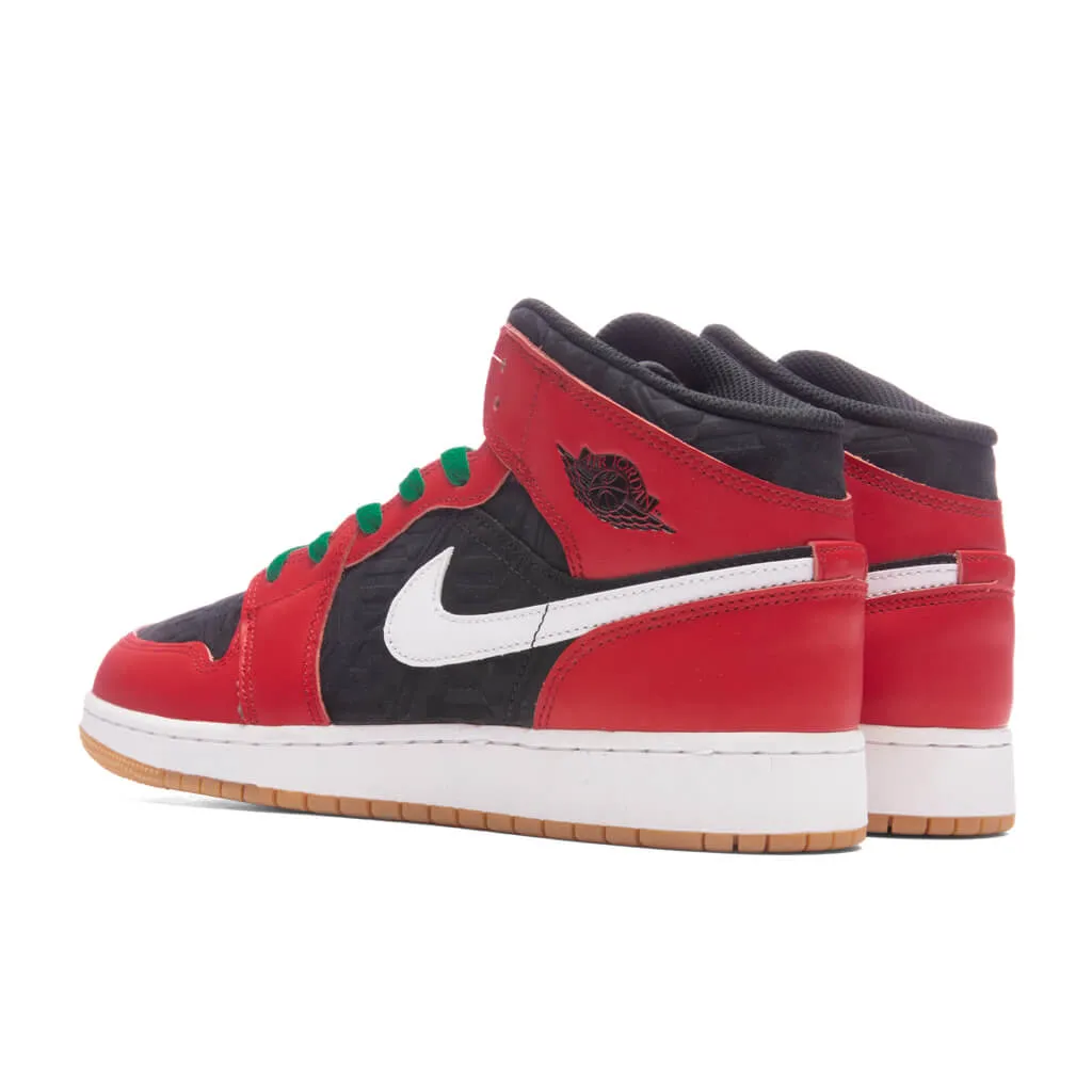 Air Jordan 1 Mid (GS) - Black/Fire Red/White/Malachite