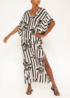 Beatriz Long Silk Stripe Kaftan