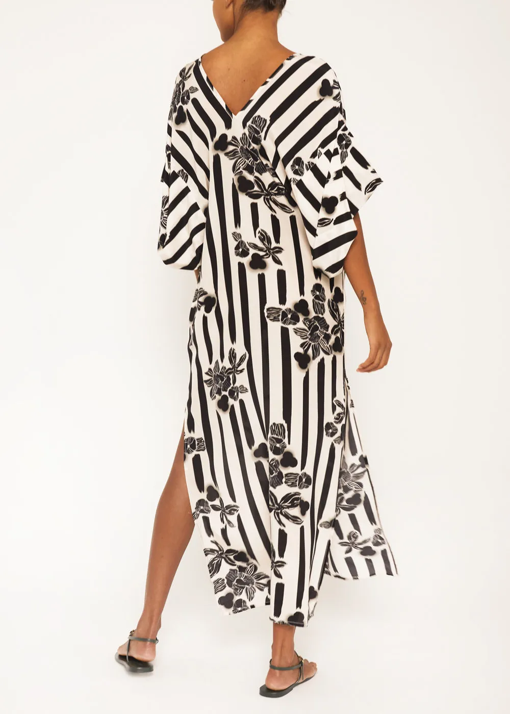 Beatriz Long Silk Stripe Kaftan