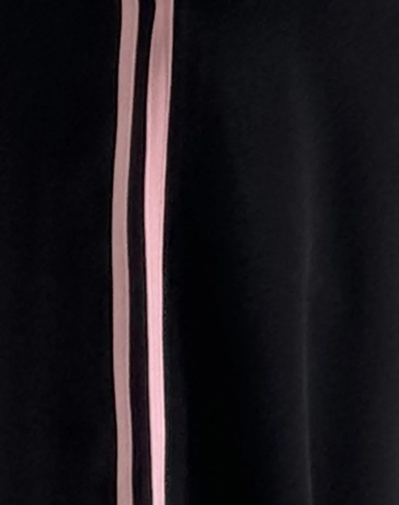 Bennett Trouser in Black with Pink Side Stripe