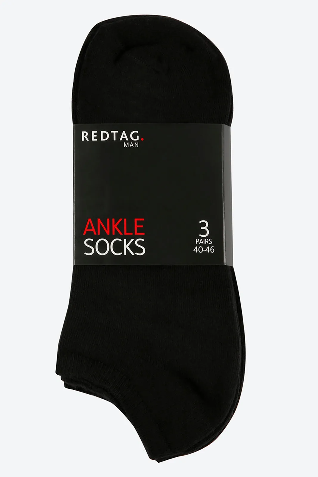 Black Plain Ankle Socks (Pack of 3)