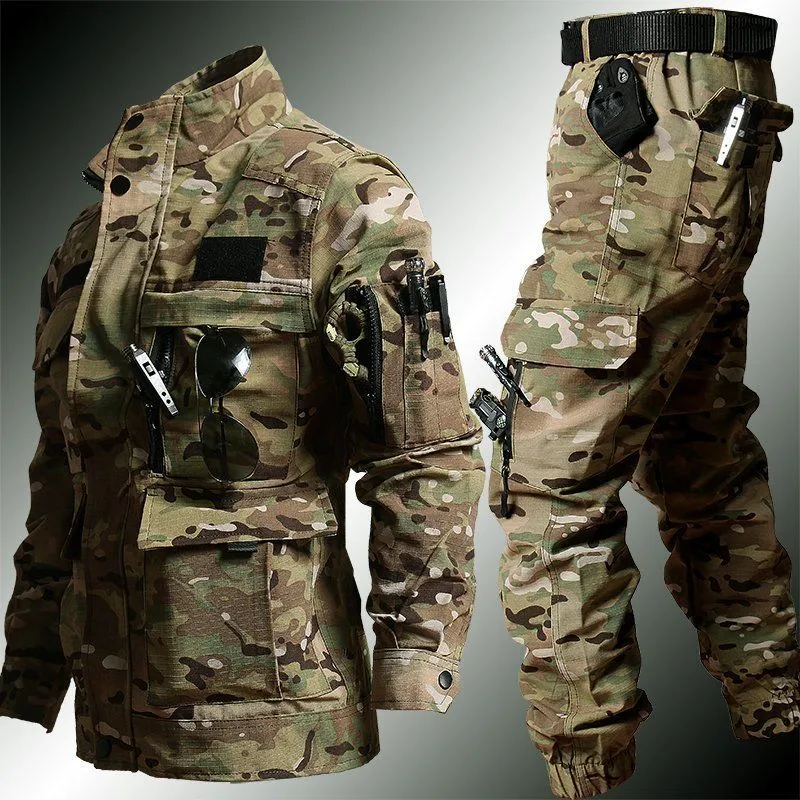 Camouflage Clothing Military Training Suits Wear-resistant Outdoor Jacket Pants