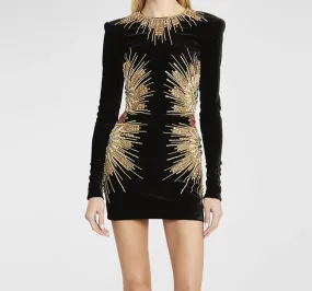 CELIA Long Sleeve Velvet Bodycon Dress