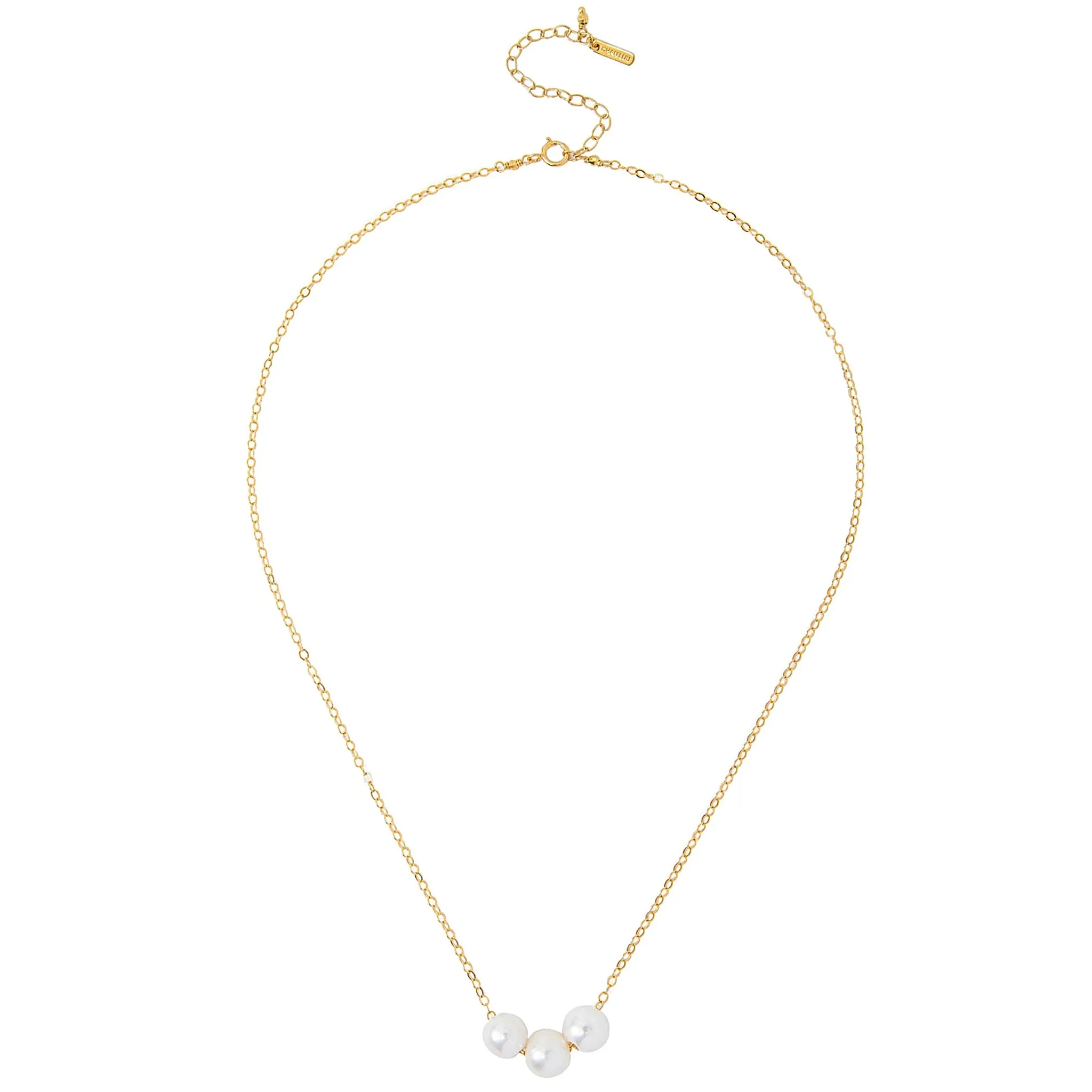 Chan Luu Pearl Trinity Pendant Necklace in White and Gold