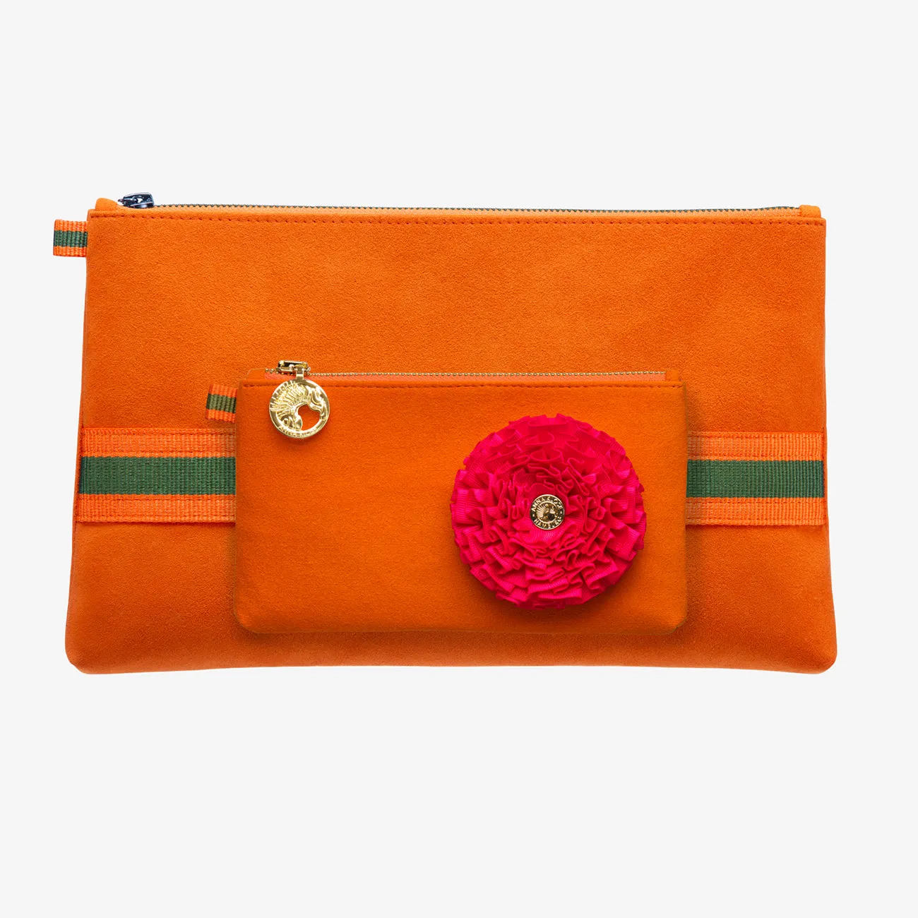 Clutch "ANNA Orange" with silver print