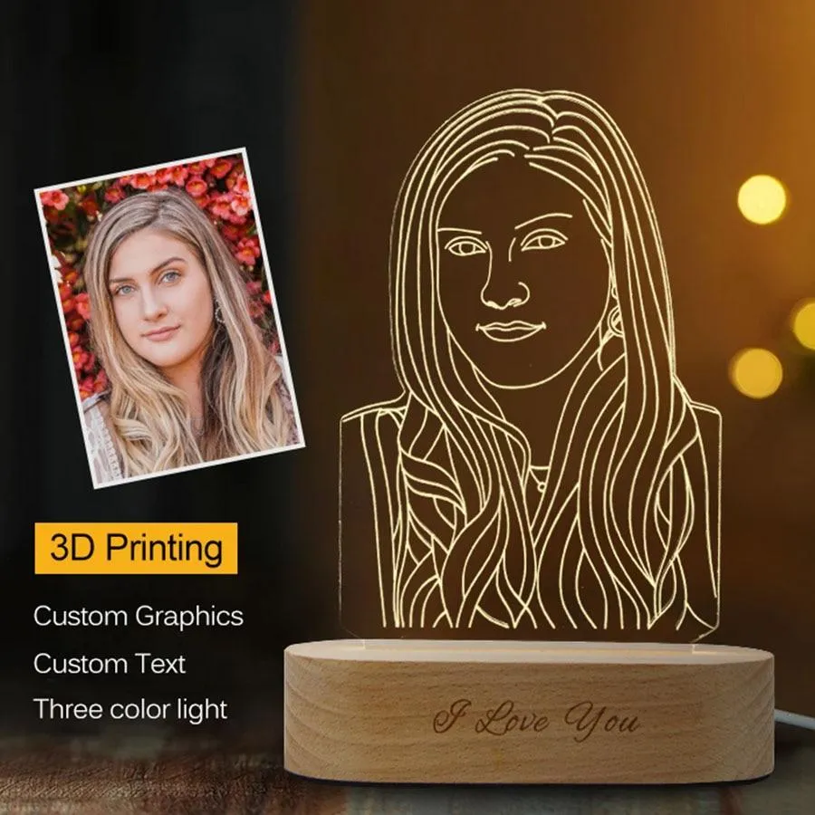 Custom 3D Crystal Photo Night Lamp- Custom Crystal Lamp Photo Gift