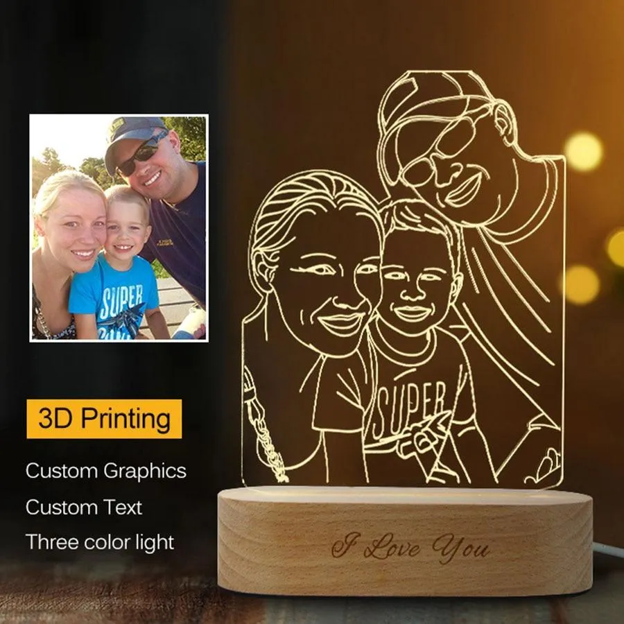 Custom 3D Crystal Photo Night Lamp- Custom Crystal Lamp Photo Gift