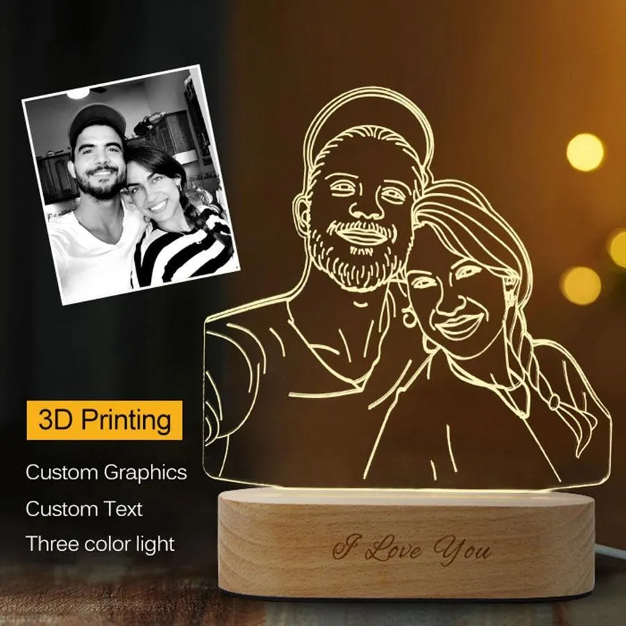 Custom 3D Crystal Photo Night Lamp- Custom Crystal Lamp Photo Gift