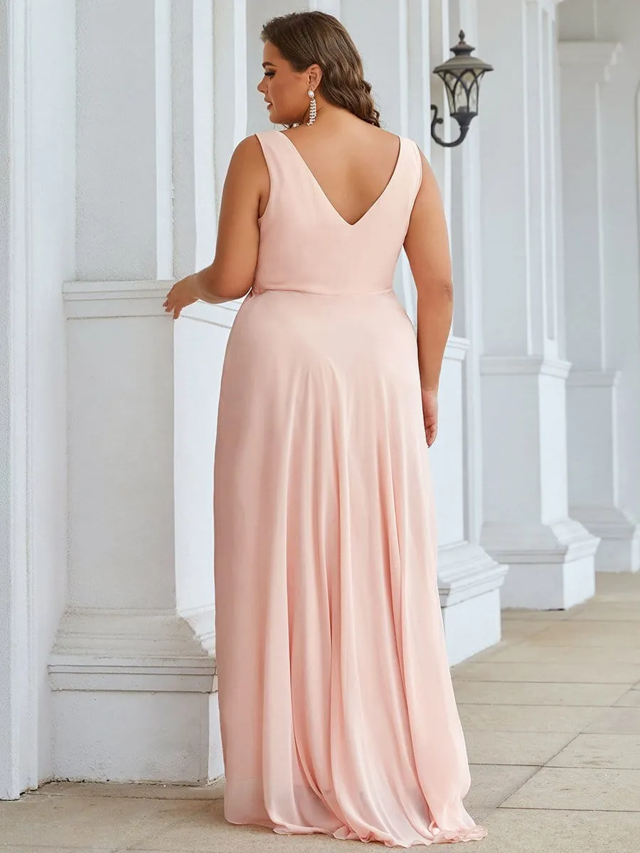 Custom Size V-Neck High-Low Chiffon Evening Party Dress