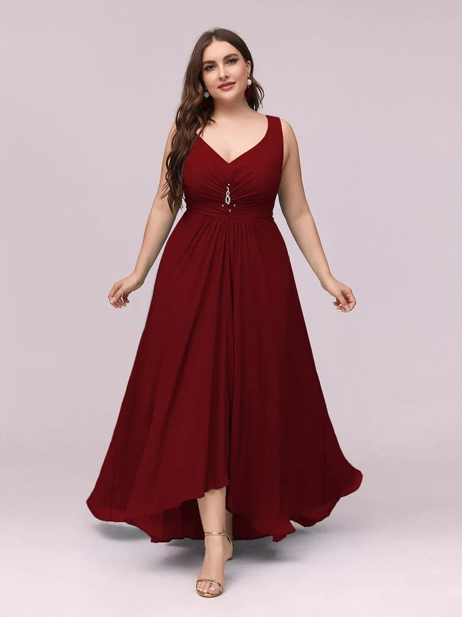 Custom Size V-Neck High-Low Chiffon Evening Party Dress