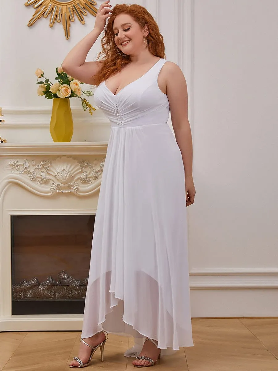 Custom Size V-Neck High-Low Chiffon Evening Party Dress