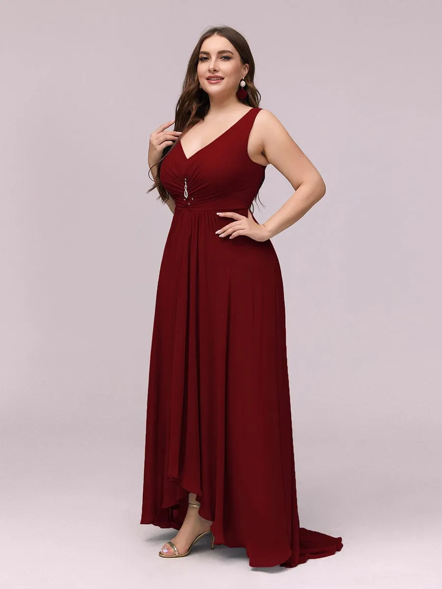 Custom Size V-Neck High-Low Chiffon Evening Party Dress