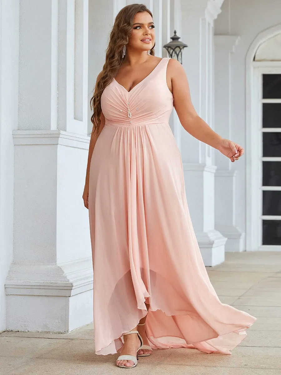 Custom Size V-Neck High-Low Chiffon Evening Party Dress