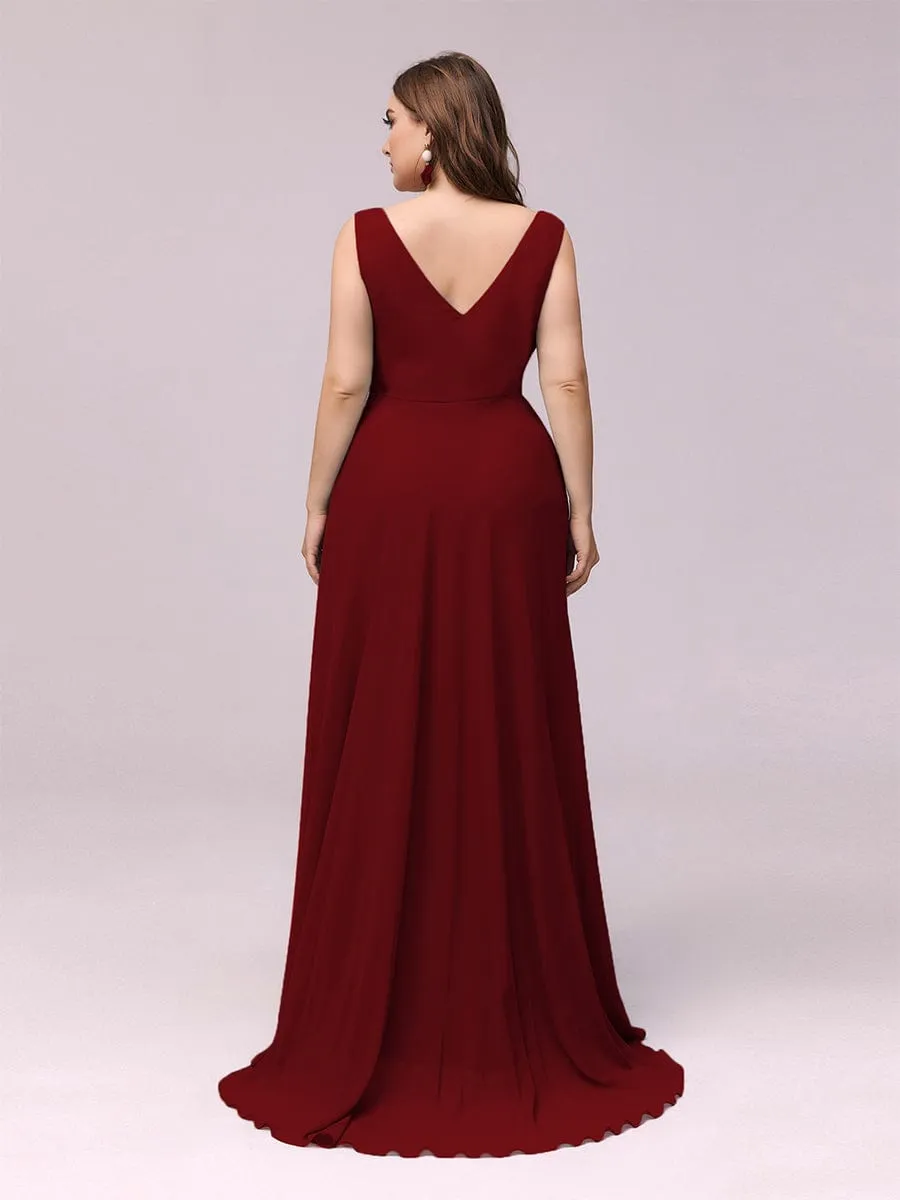 Custom Size V-Neck High-Low Chiffon Evening Party Dress