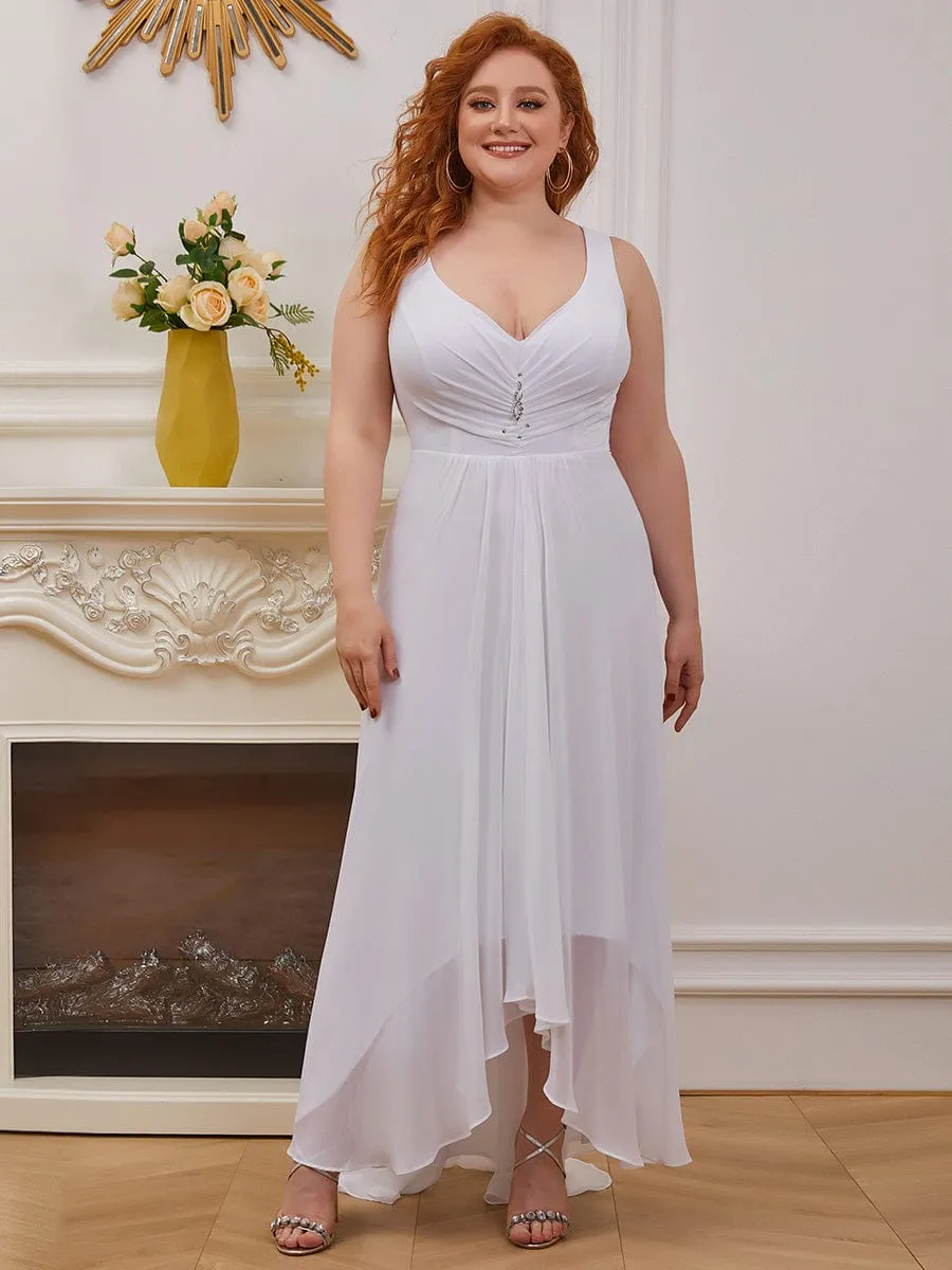 Custom Size V-Neck High-Low Chiffon Evening Party Dress