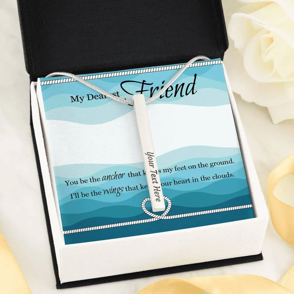 Custom Vertical Bar Necklace With Message Card -Gifts For Friend