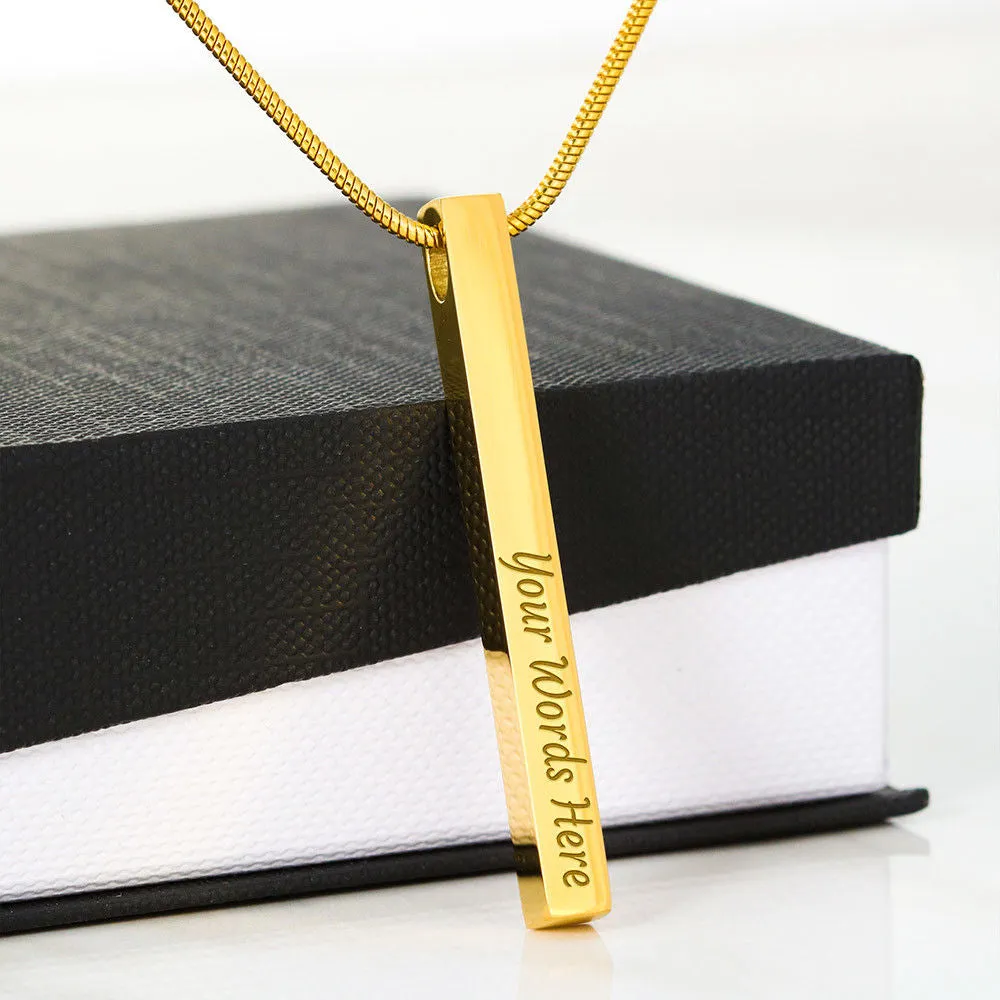 Custom Vertical Bar Necklace With Message Card -Gifts For Friend