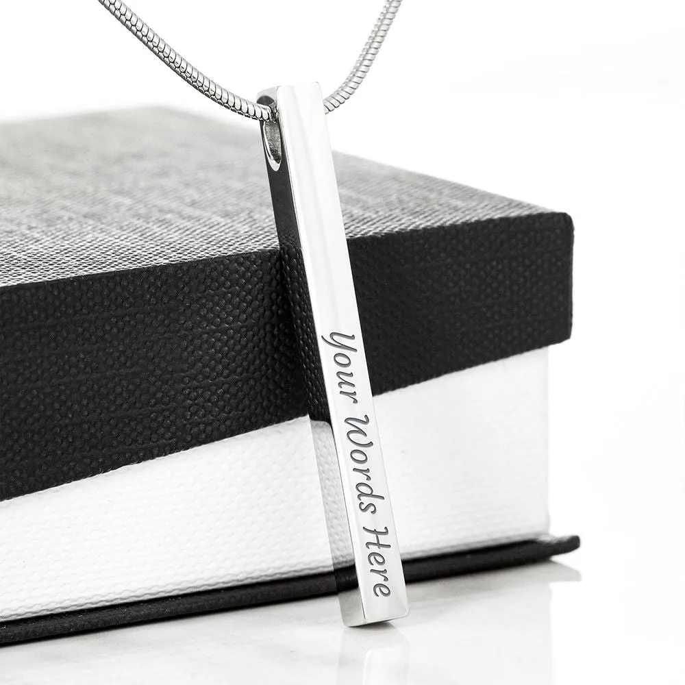 Custom Vertical Bar Necklace With Message Card -Gifts For Friend