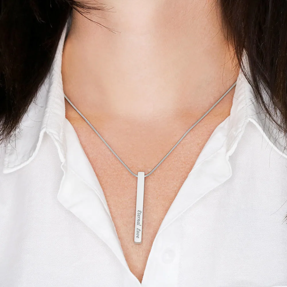 Custom Vertical Bar Necklace With Message Card -Gifts For Friend