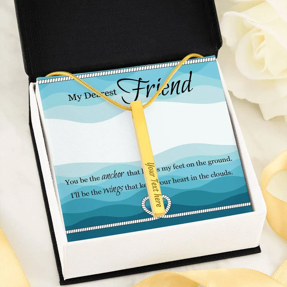 Custom Vertical Bar Necklace With Message Card -Gifts For Friend