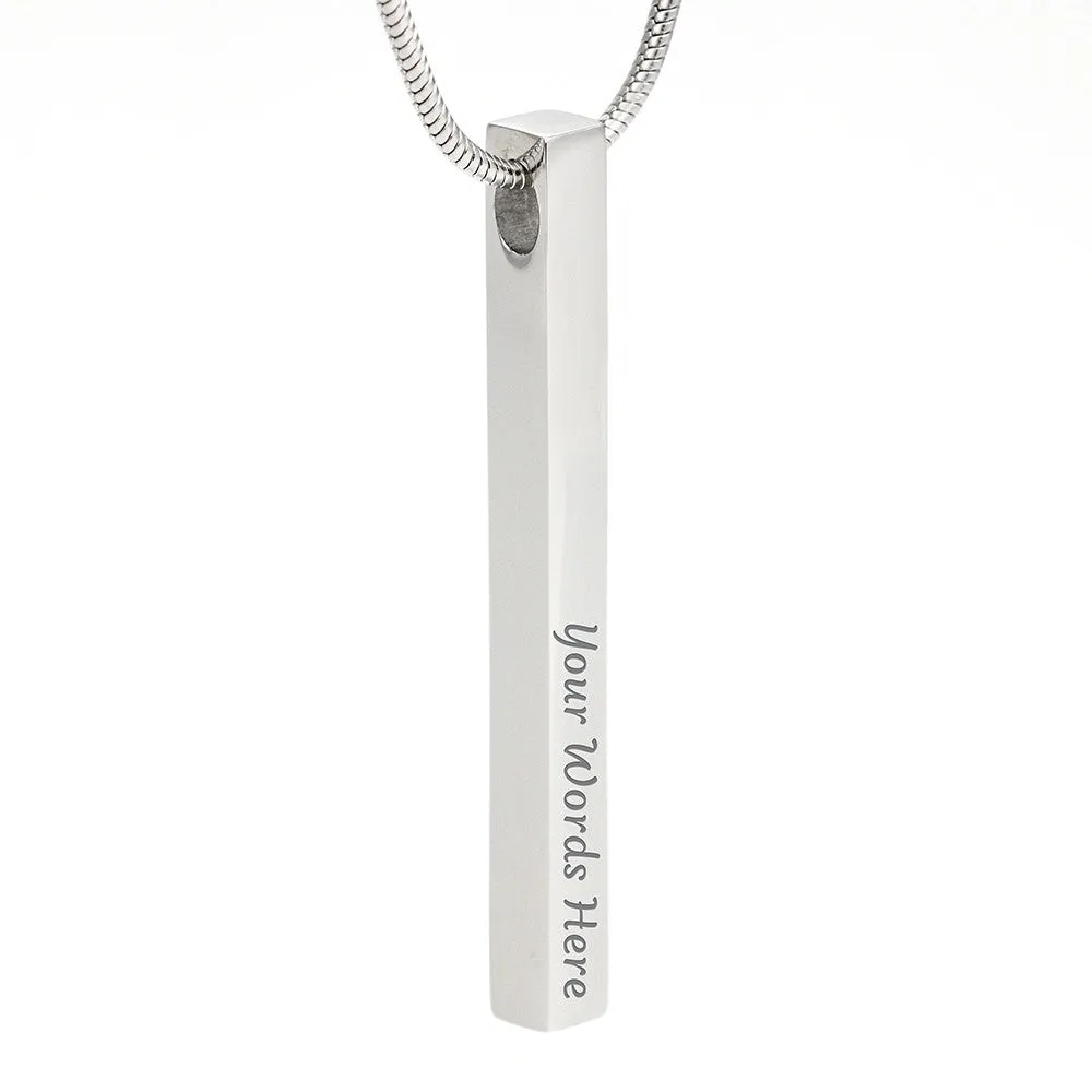 Custom Vertical Bar Necklace With Message Card -Gifts For Friend