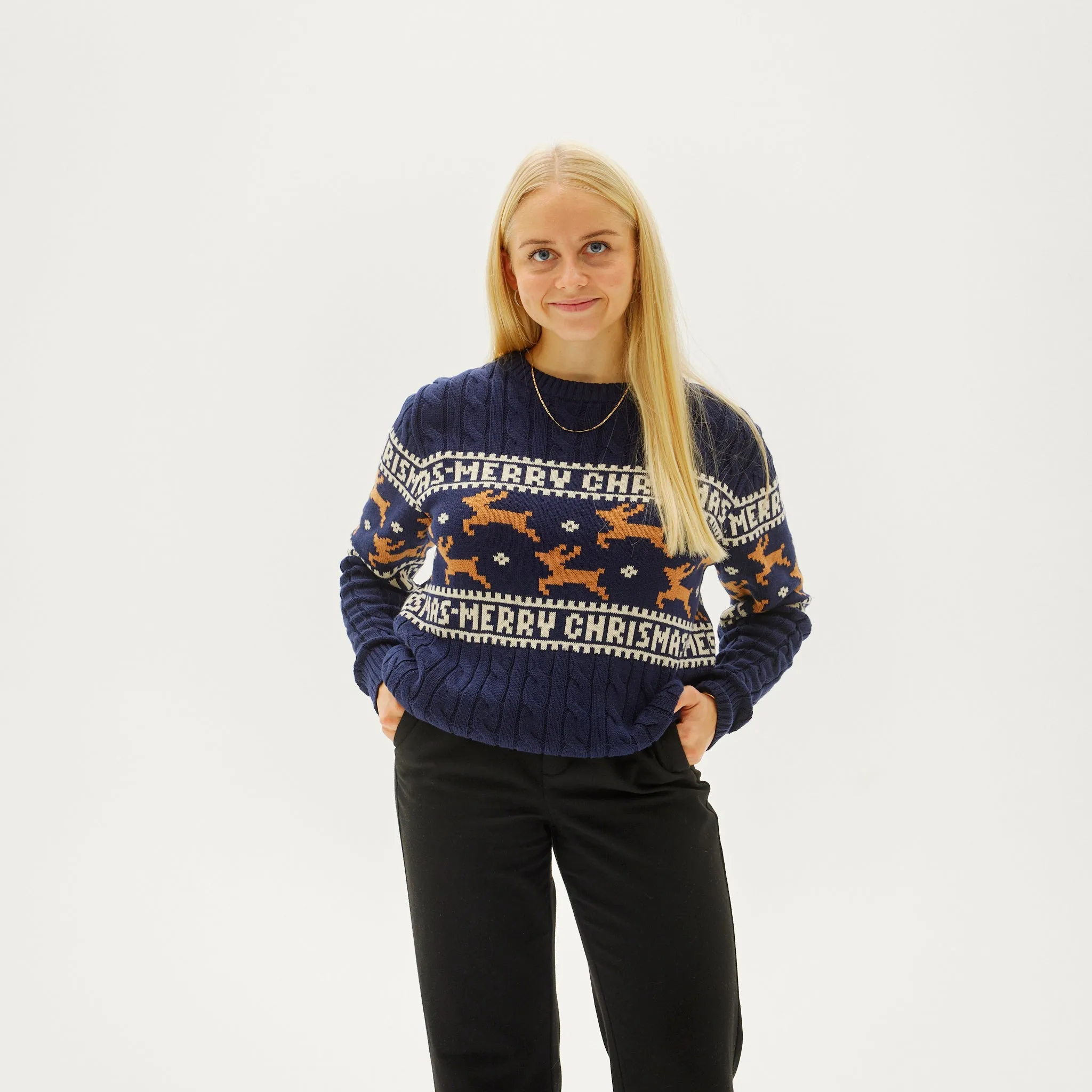 Den Elegante Julesweater Blå - Dame.