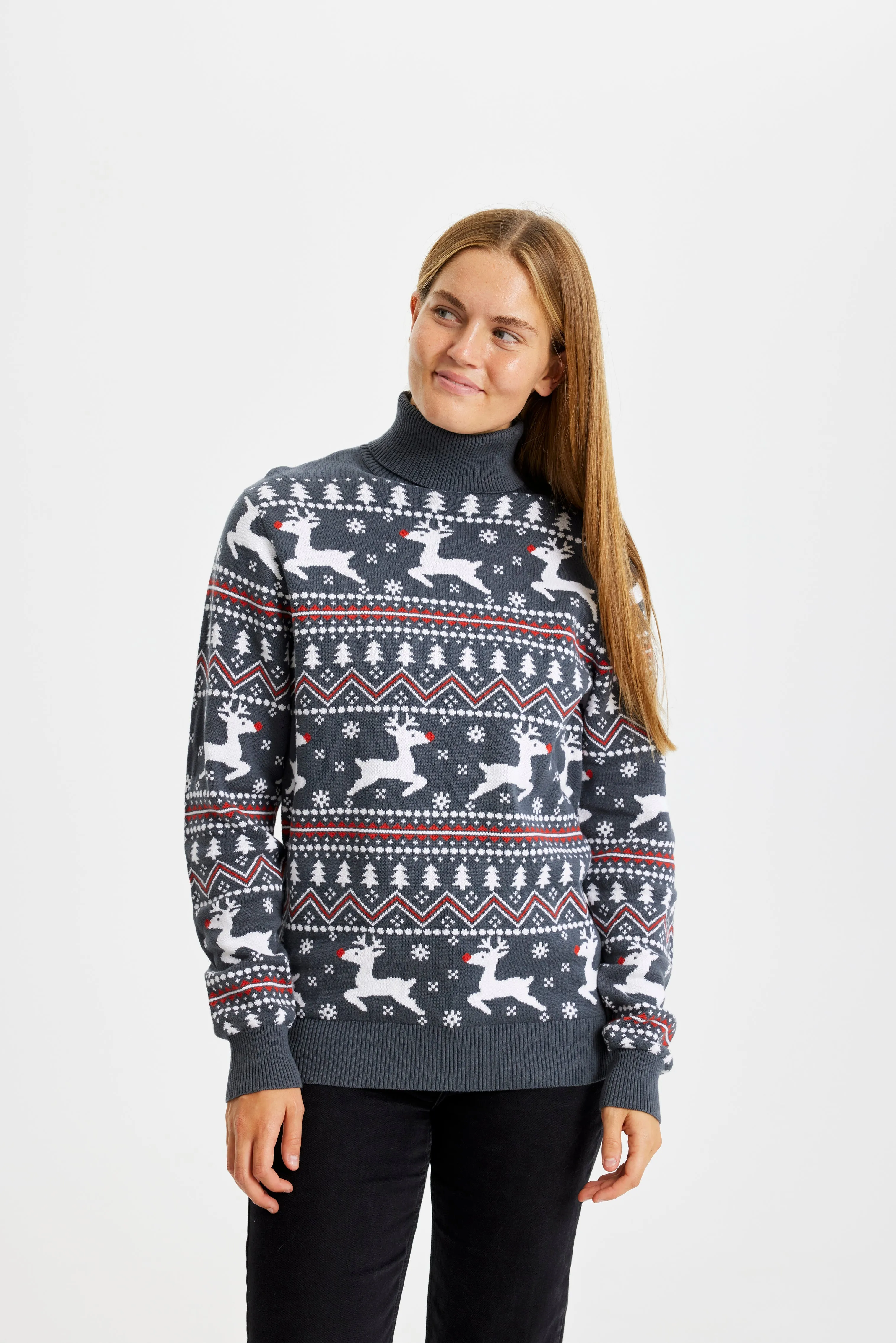 Den Stilede Highneck Julesweater - Dame.