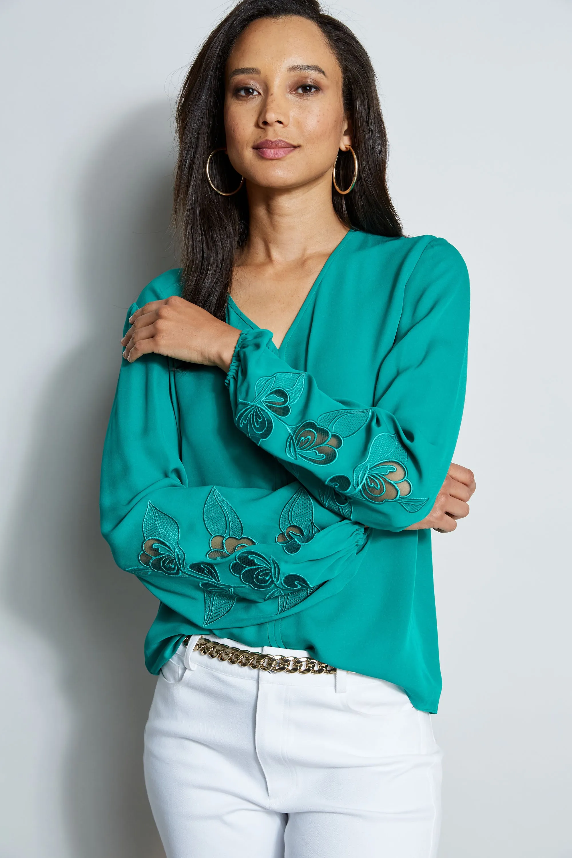 Embroidered Long Sleeve Shirt