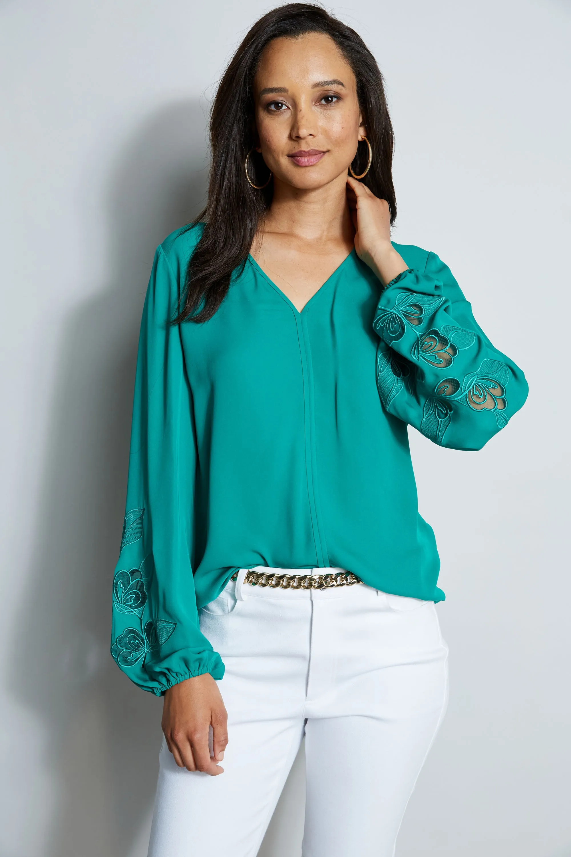 Embroidered Long Sleeve Shirt