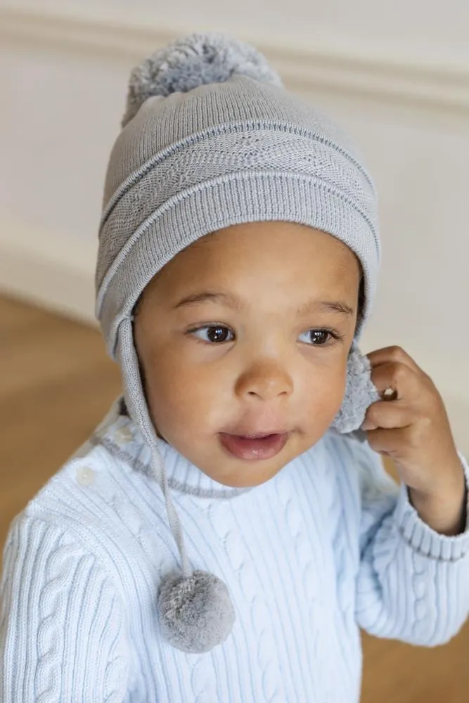 Emile Et Rose Griffin Grey Baby Bobble Hat with Ear Flaps