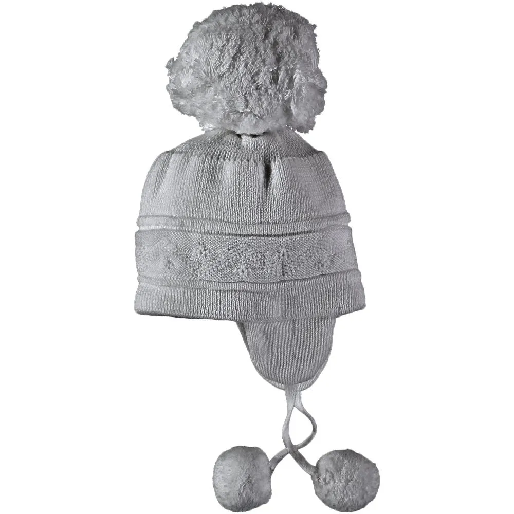 Emile Et Rose Griffin Grey Baby Bobble Hat with Ear Flaps