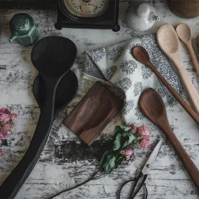 Flat Black Hand Carved Spoon