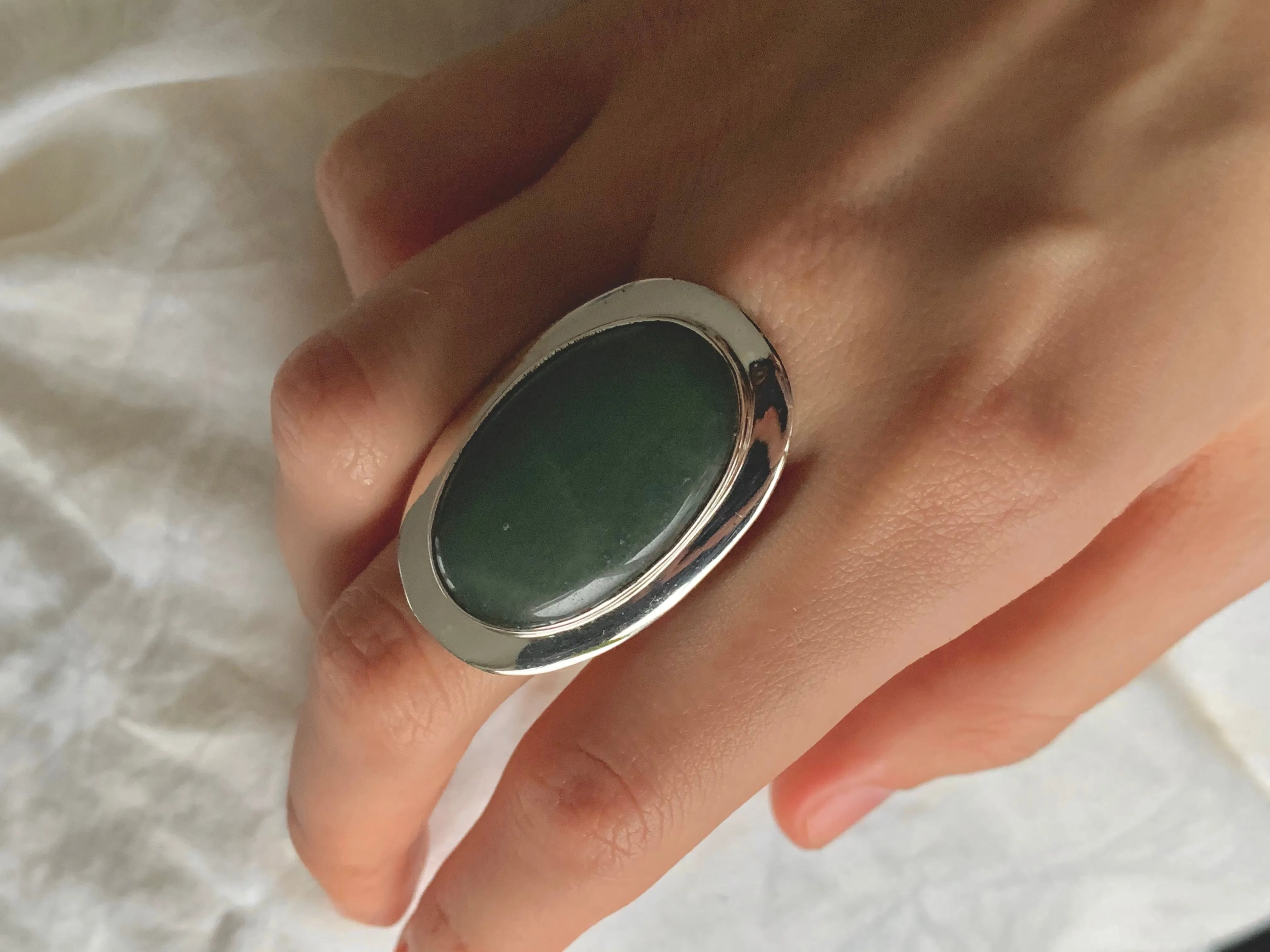 Green Aventurine Medea Ring - XLarge Oval (US 6.5)