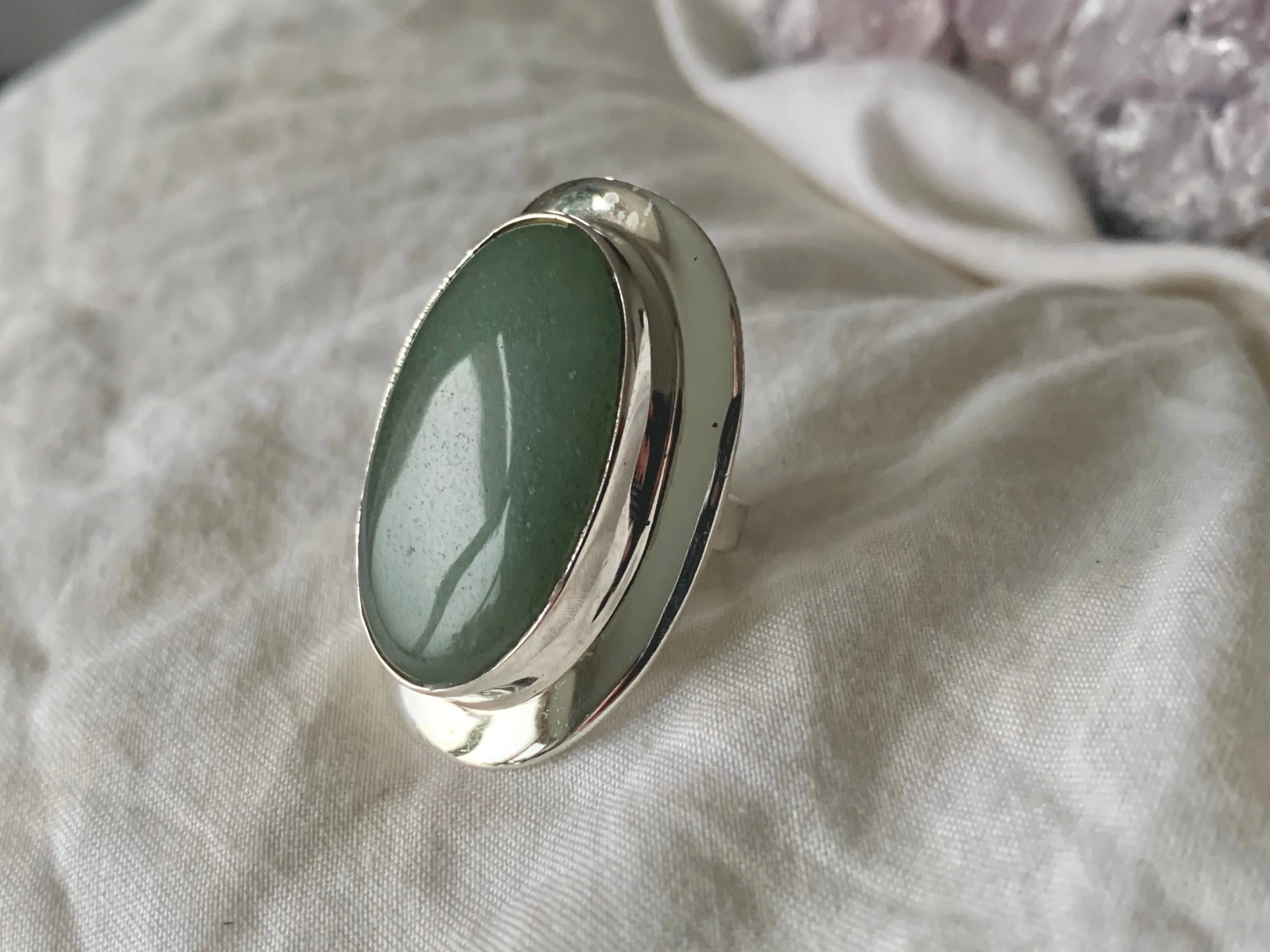 Green Aventurine Medea Ring - XLarge Oval (US 6.5)