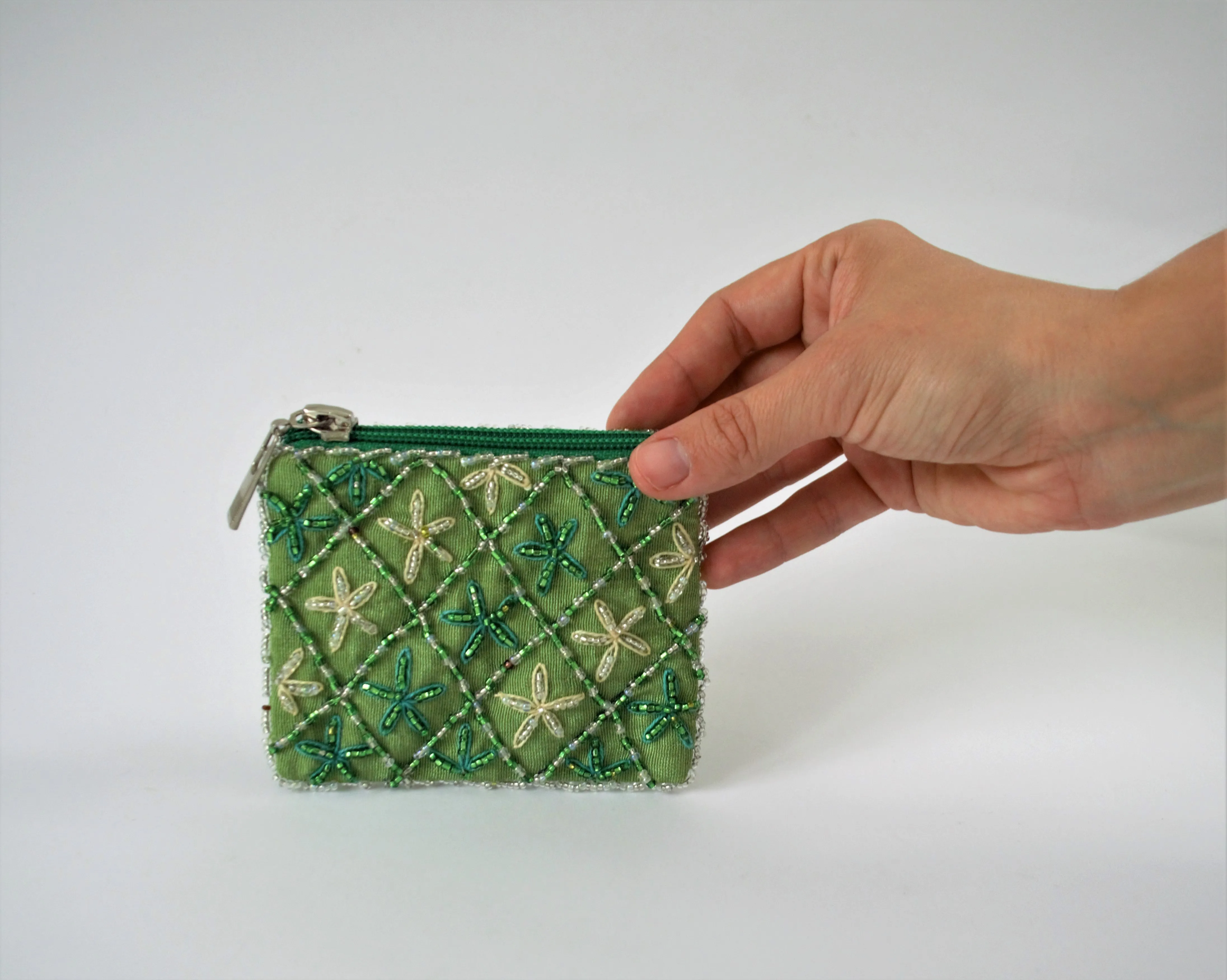 Green embroidered bag, Ethnic Egyptian, handmade purse, Bohemian