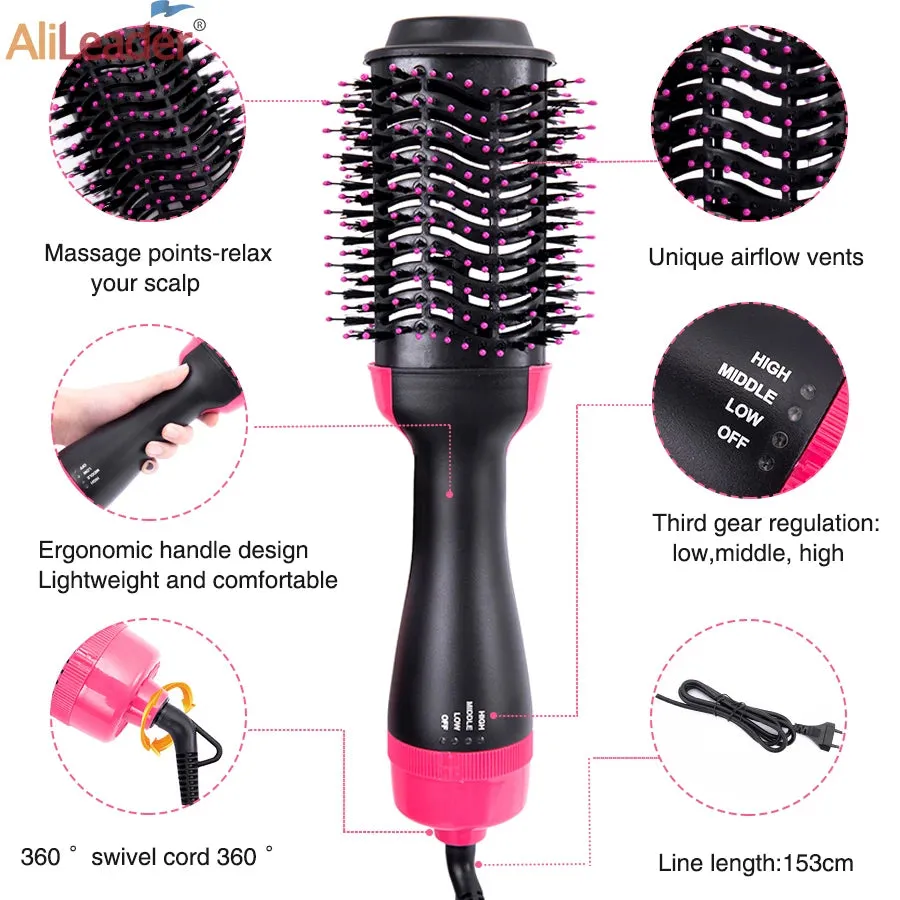 Hair Dryer Brush 4 In 1 One Step Volumizer Blow Dryer Brush Professional Hot Air Brush Negative Ion Anti-Frizz For Drying