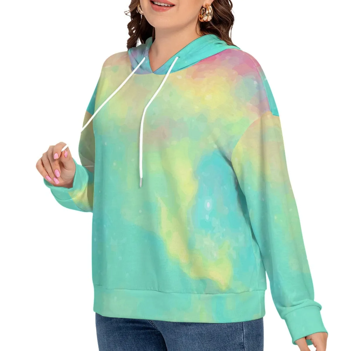 Heroic Hue Women's Long Sleeve Sweatshirt With Hood(Plus Size)