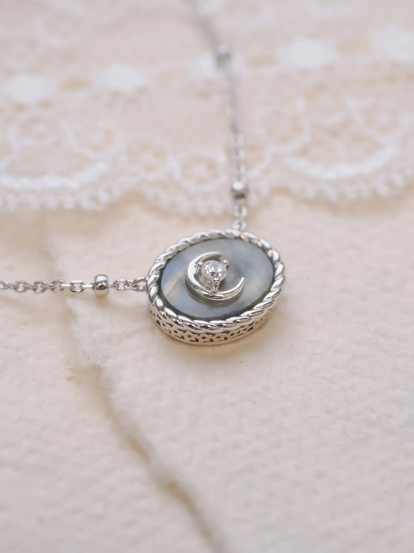 Labradorite Silver Crescent Moon Necklace - Keepsake