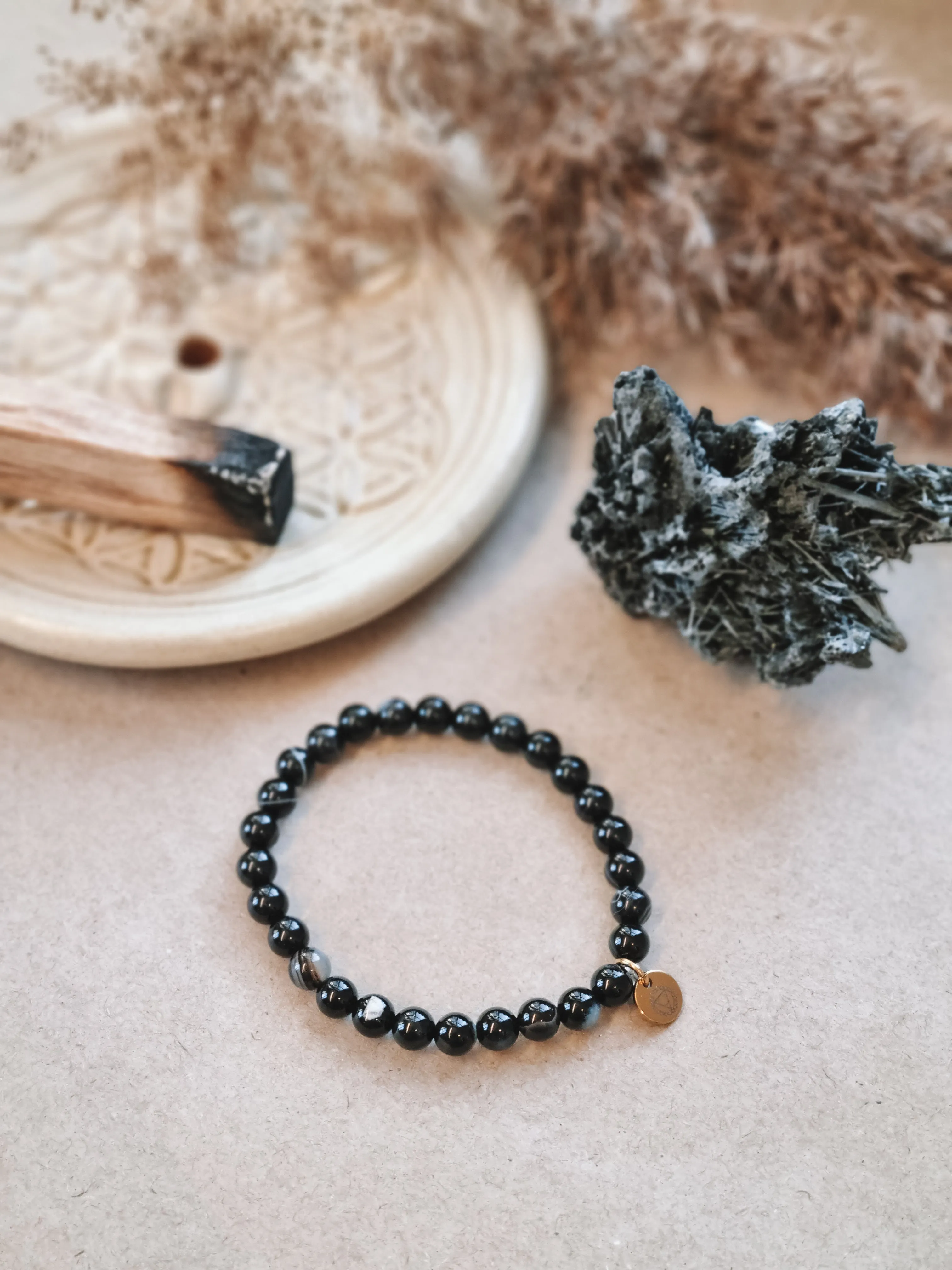 Mantra ENERGY armbånd - Grounding - Sort agat