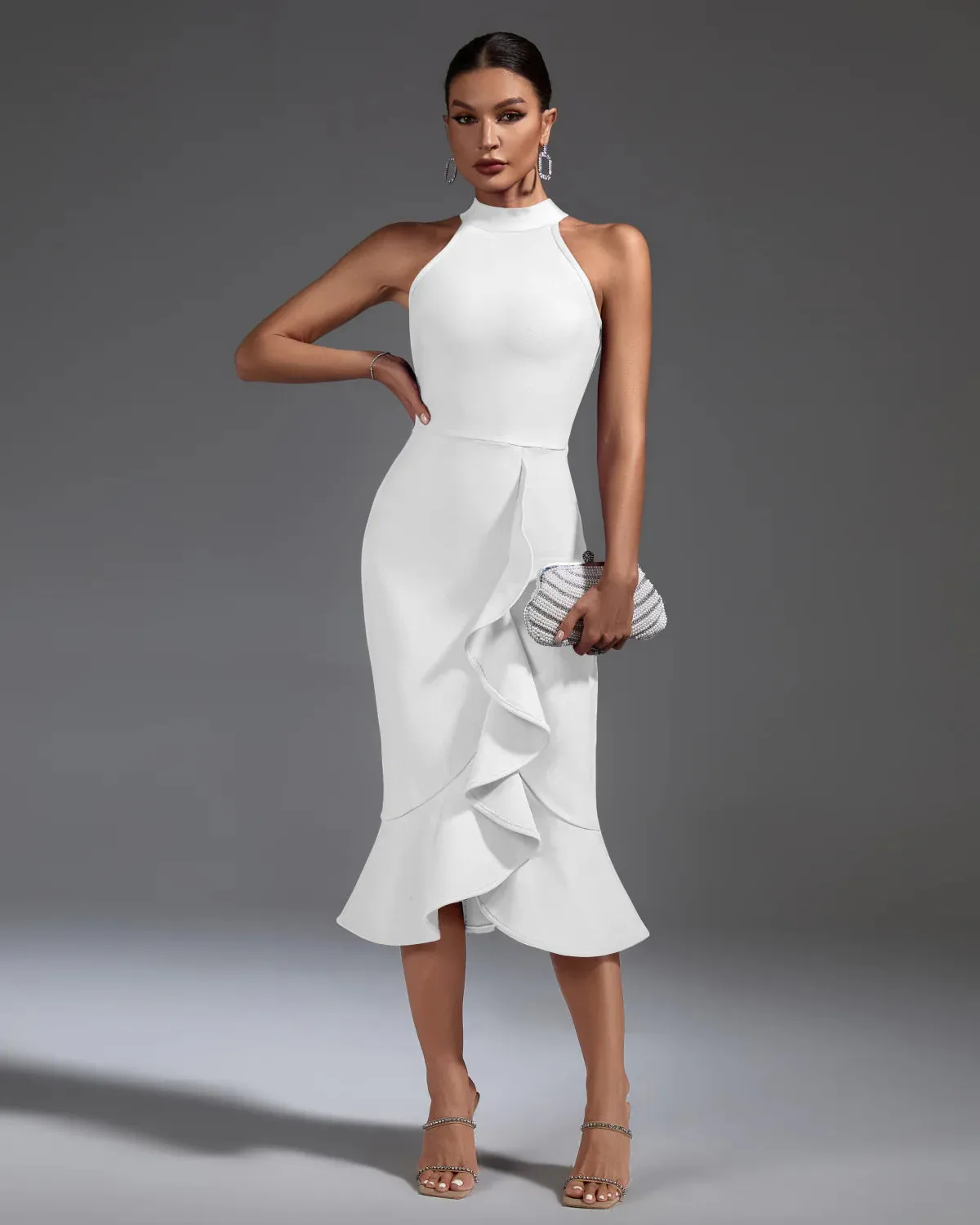 MILAN Ruffle Midi Bandage Dress