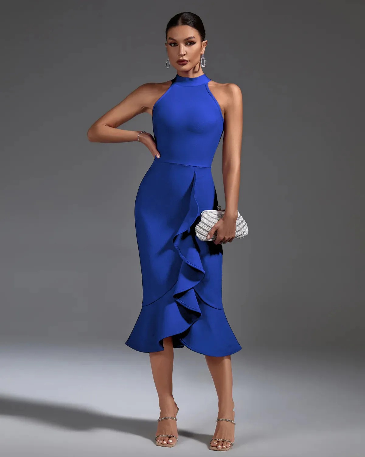 MILAN Ruffle Midi Bandage Dress