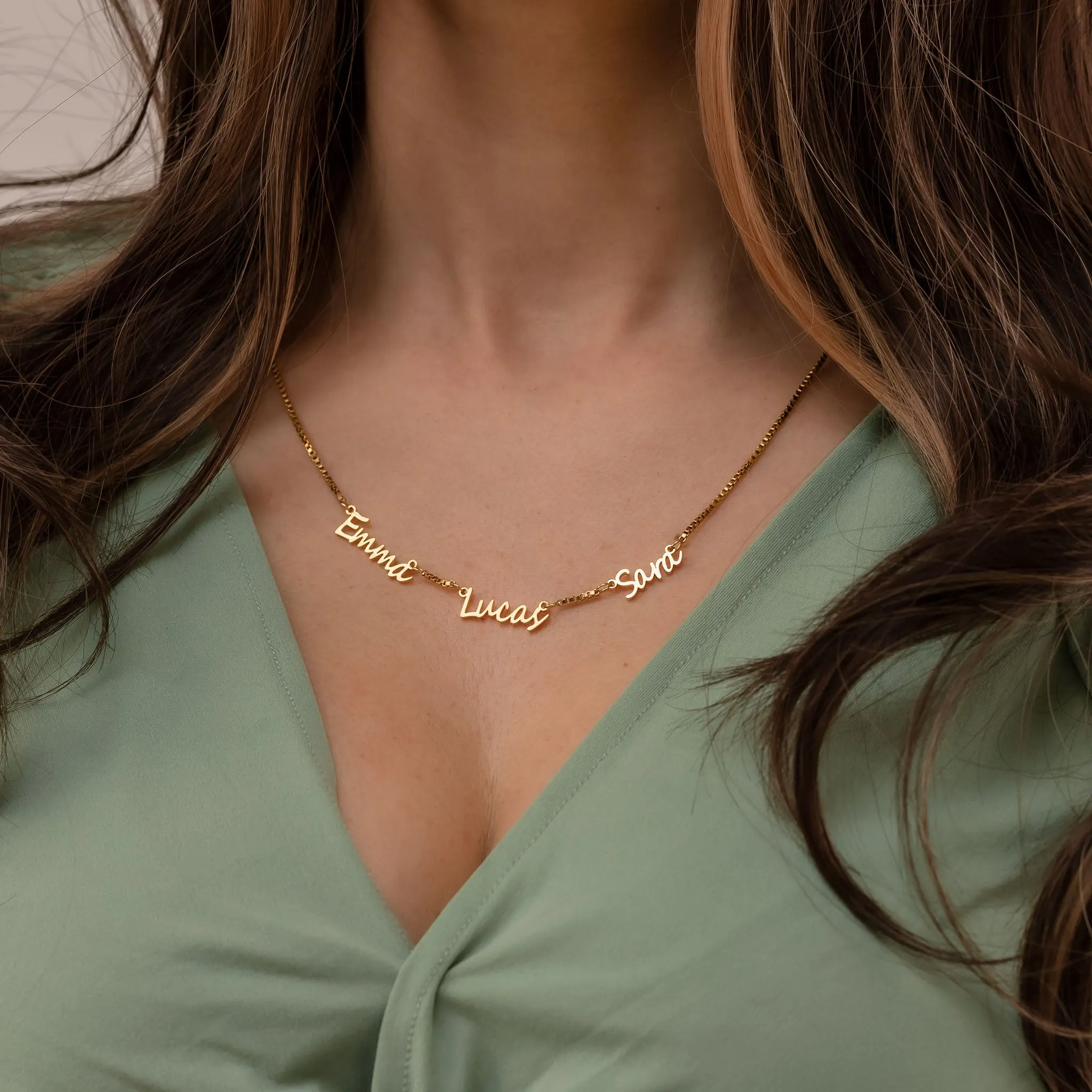 Multi name necklace rosé gold