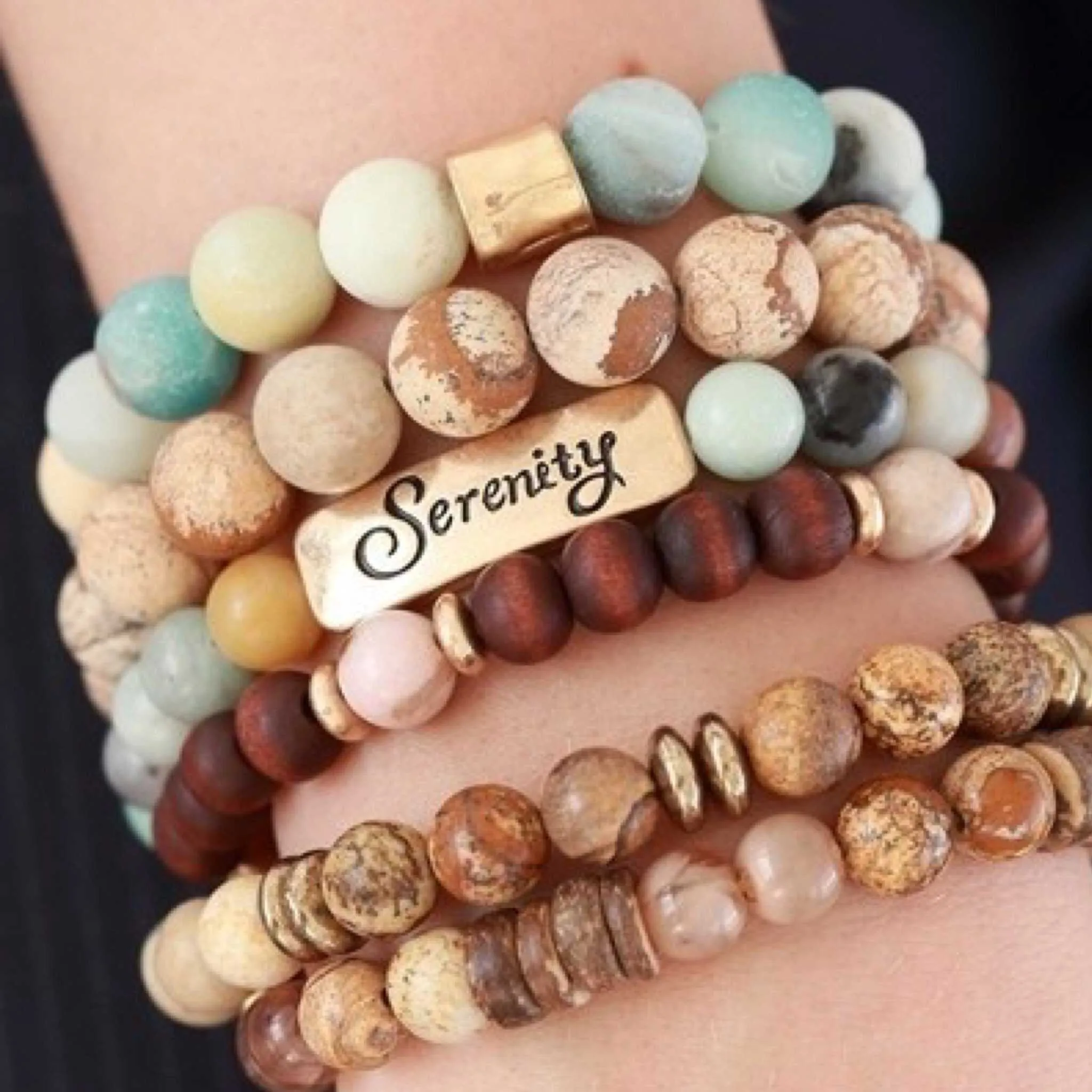 Natural Stone Religious Inspiration Stretch Bracelets