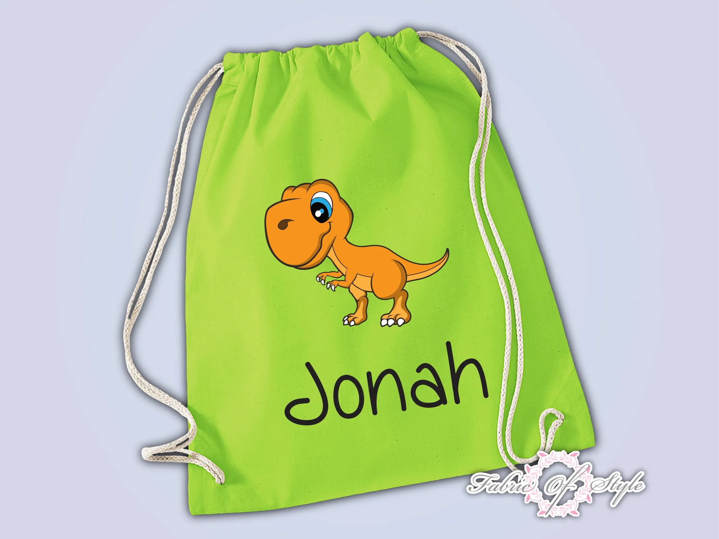 Personalised Any Name Dinosaur Girls Back To Drawstring Bag PE GYM School Kids